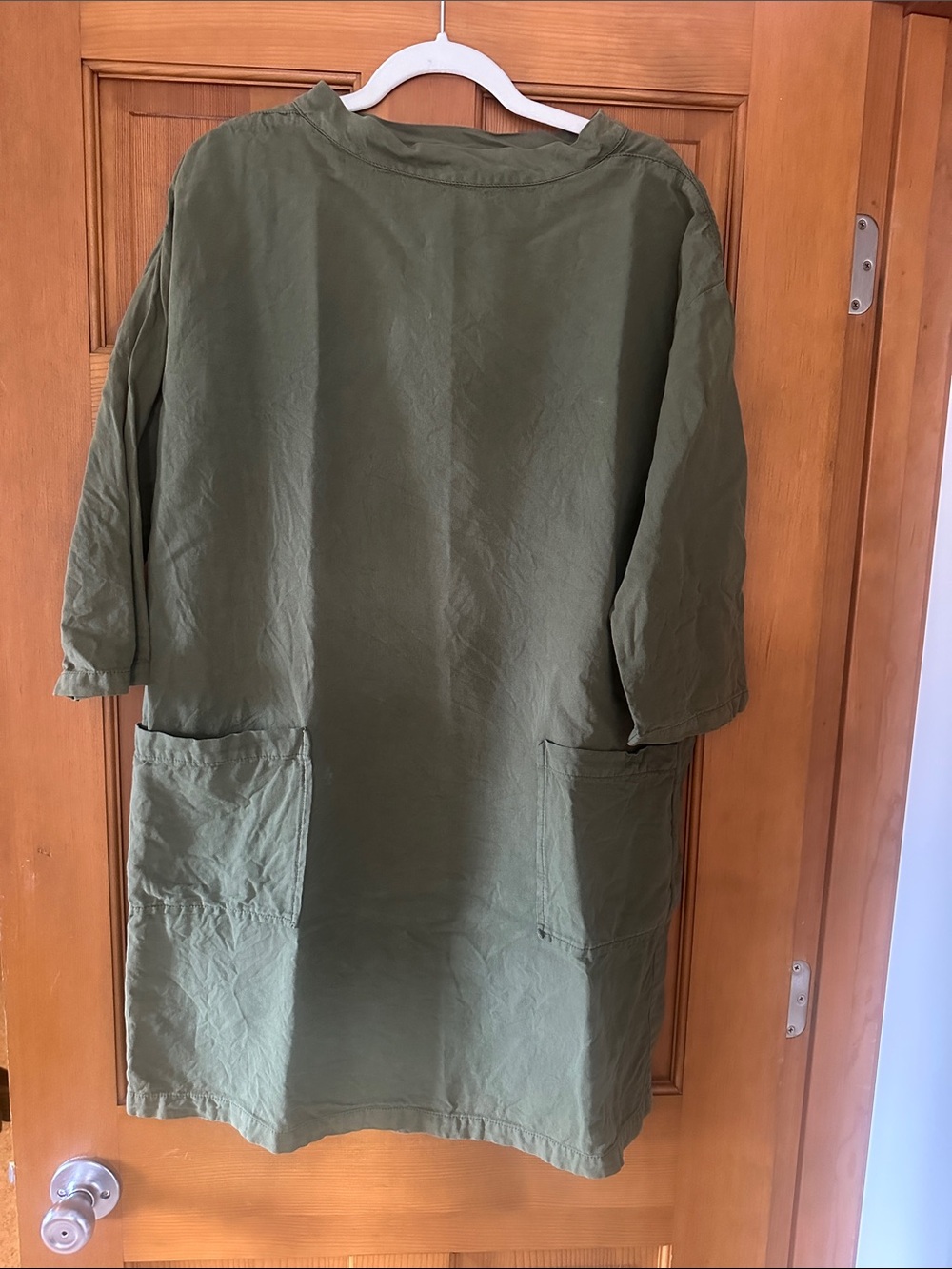 Women’s Olive Green Tunic Top with Front Pockets